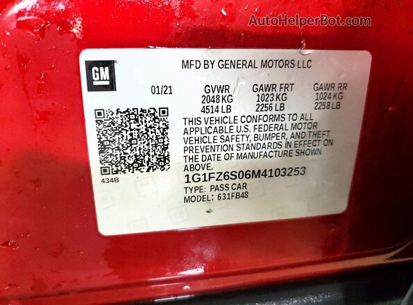 1G1FZ6S06M4103253 2021 CHEVROLET BOLT Red Vista del compartimento del motor