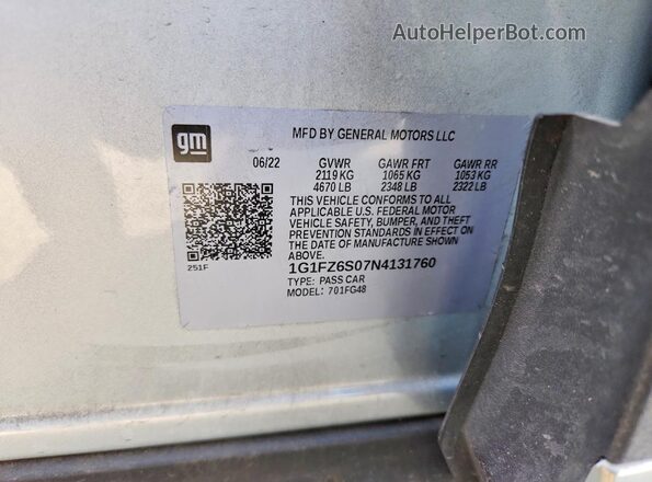 1G1FZ6S07N4131760 2022 CHEVROLET BOLT Gray Widok komory silnika