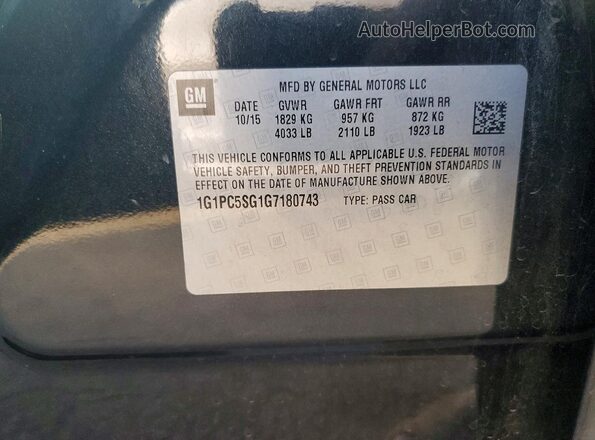 1G1PC5SG1G7180743 2016 CHEVROLET CRUZE Black 