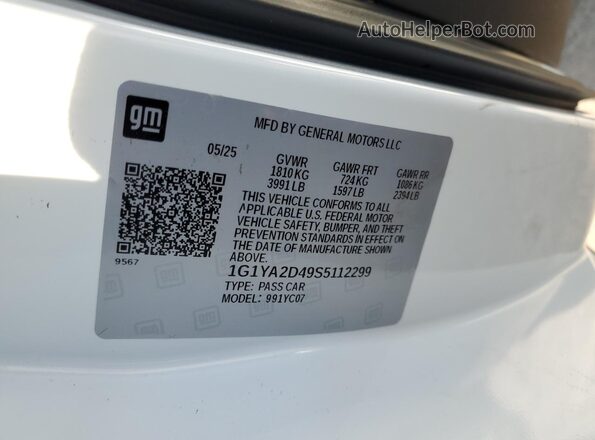 1G1YA2D49S5112299 2025 CHEVROLET CORVETTE Black Vista de la etiqueta del VIN