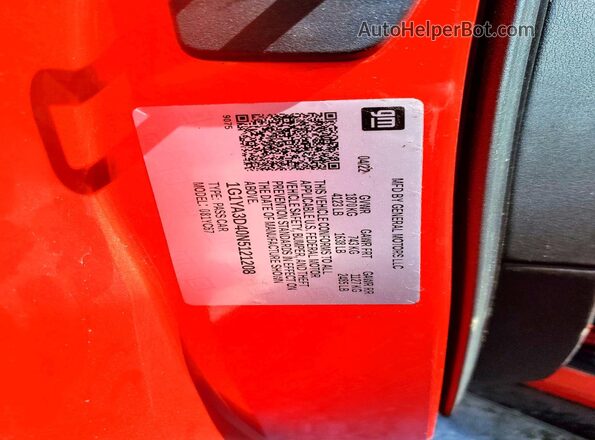 1G1YA3D40N5121208 2022 CHEVROLET CORVETTE Red Вид підкапотного простору