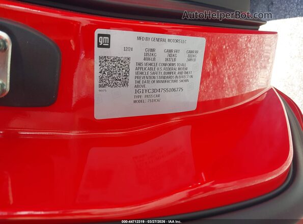 1G1YC3D47S5106775 2025 CHEVROLET CORVETTE Red Շարժիչի բաժամունքի տեսք