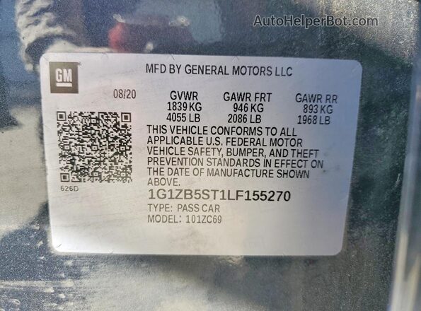 1G1ZB5ST1LF155270 2020 CHEVROLET MALIBU Blue ძრავის განყოფილების ხედი