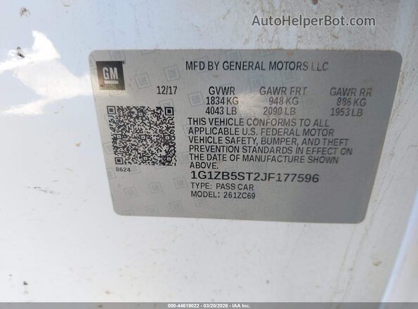 1G1ZB5ST2JF177596 2018 CHEVROLET MALIBU Белый 