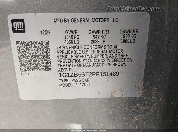 1G1ZB5ST2PF151489 2023 CHEVROLET MALIBU Silver ძრავის განყოფილების ხედი