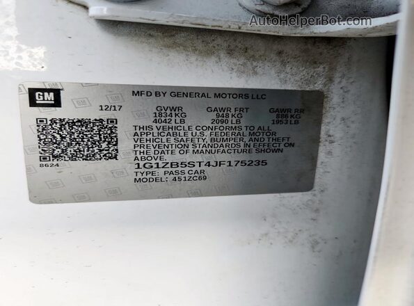 1G1ZB5ST4JF175235 2018 CHEVROLET MALIBU White Widok komory silnika