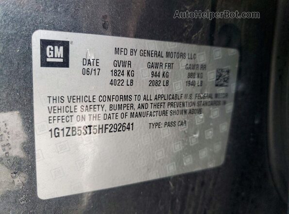 1G1ZB5ST5HF292641 2017 CHEVROLET MALIBU Серый 