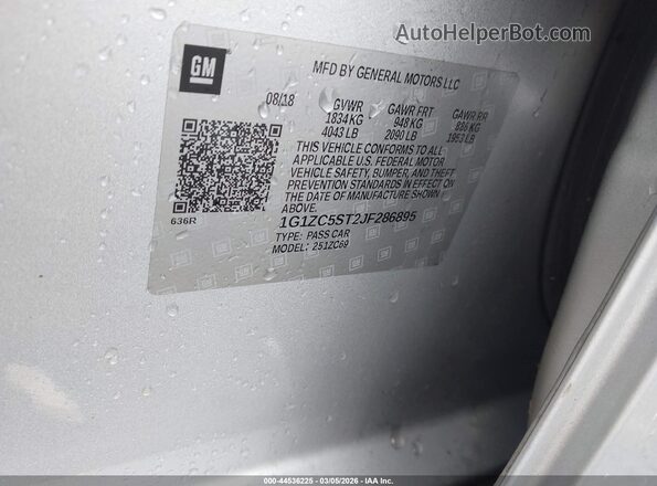 1G1ZC5ST2JF286895 2018 CHEVROLET MALIBU Silver Widok komory silnika