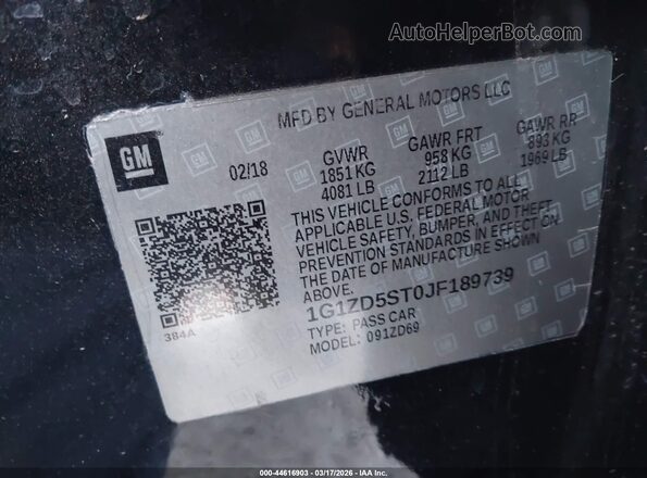 1G1ZD5ST0JF189739 2018 CHEVROLET MALIBU Black Widok komory silnika