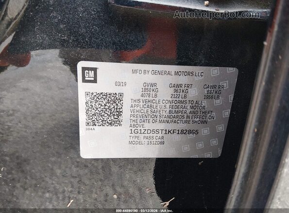 1G1ZD5ST1KF182865 2019 CHEVROLET MALIBU Black 