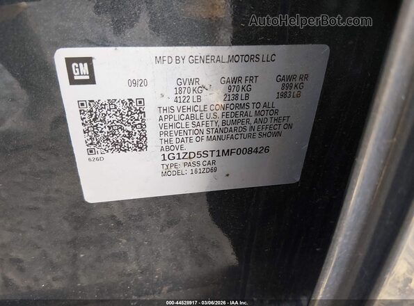1G1ZD5ST1MF008426 2021 CHEVROLET MALIBU Turquoise Շարժիչի բաժամունքի տեսք