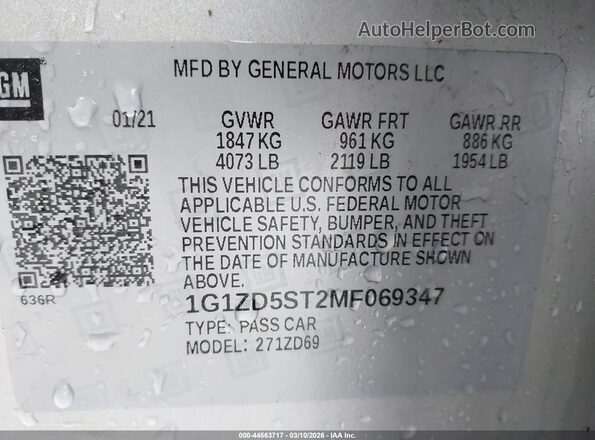 1G1ZD5ST2MF069347 2021 CHEVROLET MALIBU Серебряный Вид подкапотного пространства