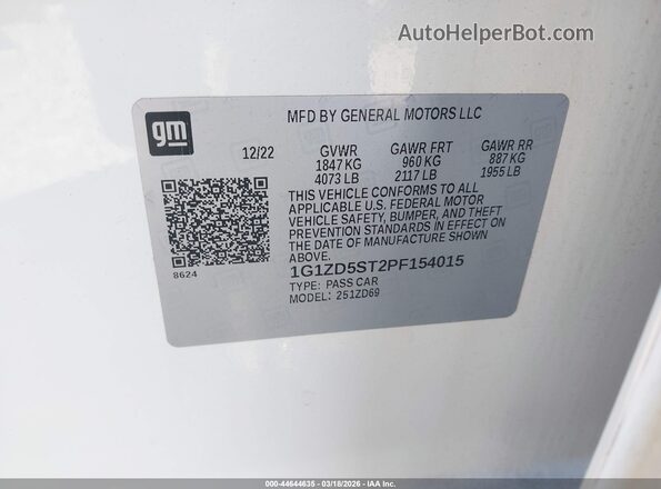 1G1ZD5ST2PF154015 2023 CHEVROLET MALIBU White Engine compartment view