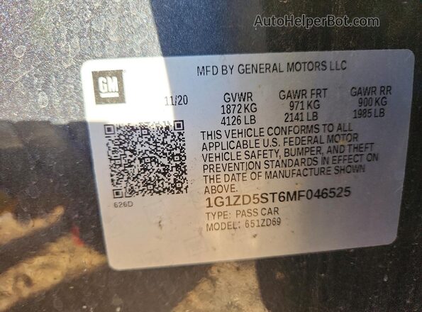 1G1ZD5ST6MF046525 2021 CHEVROLET MALIBU Gray Engine compartment view