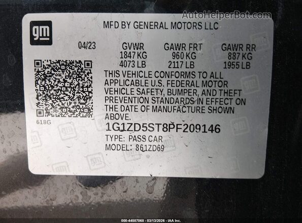 1G1ZD5ST8PF209146 2023 CHEVROLET MALIBU Black ძრავის განყოფილების ხედი