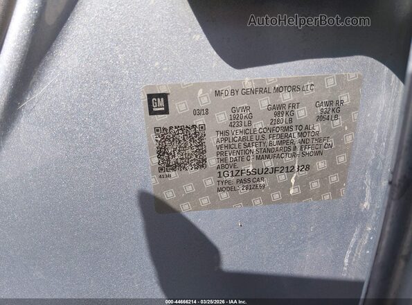 1G1ZF5SU2JF212828 2018 CHEVROLET MALIBU Gray Вид підкапотного простору