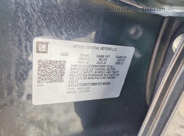 1G1ZG5ST2MF074930 2021 CHEVROLET MALIBU Charcoal VIN կոդի պիտակի տեսք