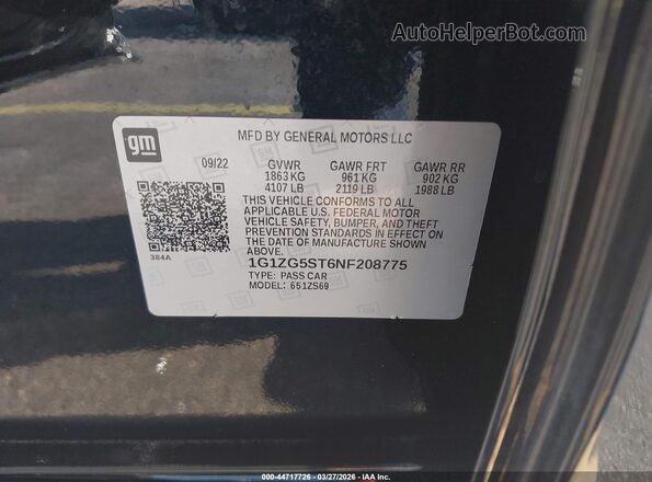 1G1ZG5ST6NF208775 2022 CHEVROLET MALIBU Black 