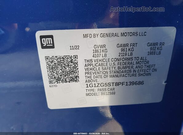 1G1ZG5ST8PF139686 2023 CHEVROLET MALIBU Blue 