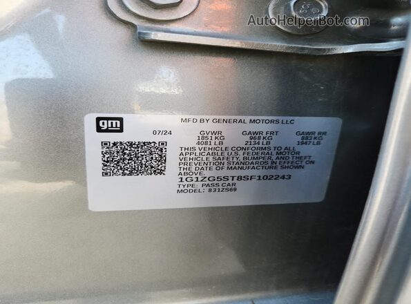 1G1ZG5ST8SF102243 2025 CHEVROLET MALIBU Gray VIN sticker view