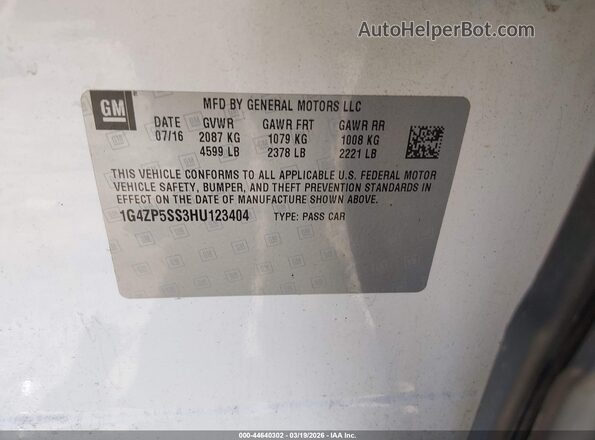 1G4ZP5SS3HU123404 2017 BUICK LACROSSE White Engine compartment view