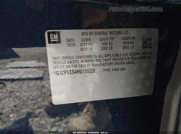 1G4ZP5SS4HU180226 2017 BUICK LACROSSE Синий Вид подкапотного пространства
