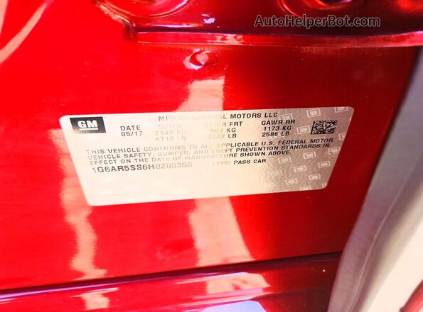 1G6AR5SS6H0209358 2017 CADILLAC CTS Red Engine compartment view