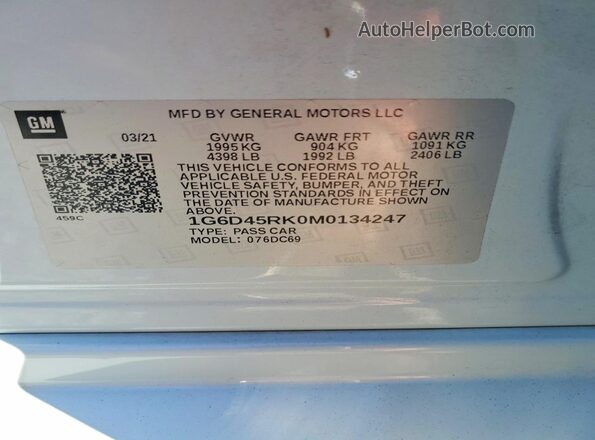 1G6D45RK0M0134247 2021 CADILLAC CT4 White Vista del compartimento del motor