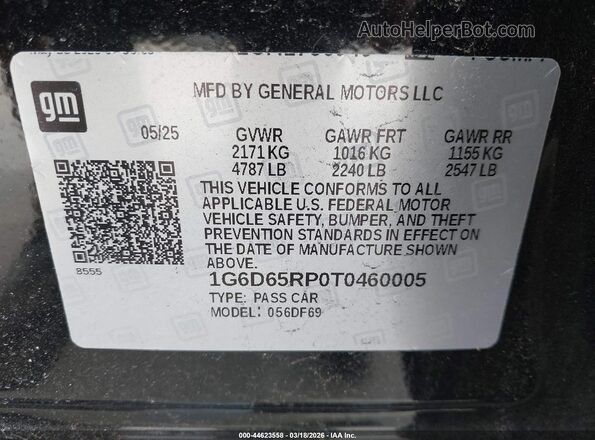 1G6D65RP0T0460005 2026 CADILLAC CT4 Black Vista del compartimento del motor