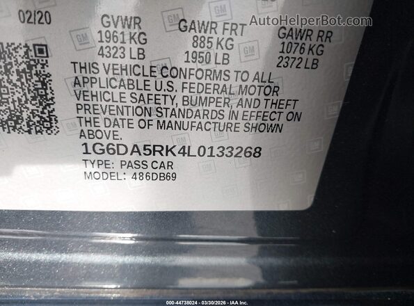 1G6DA5RK4L0133268 2020 CADILLAC CT4 Green 