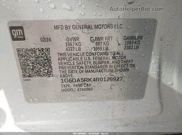 1G6DA5RK4R0126927 2024 CADILLAC CT4 Белый Вид подкапотного пространства