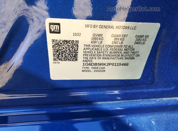 1G6DB5RK2P0115466 2023 CADILLAC CT4 Синий Вид подкапотного пространства