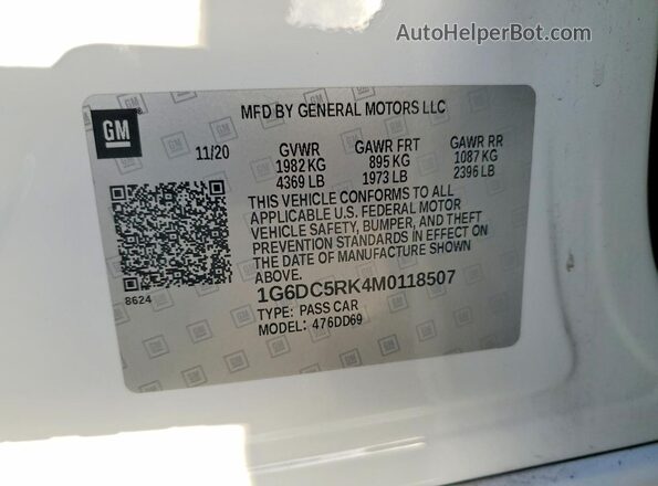 1G6DC5RK4M0118507 2021 CADILLAC CT4 White Vista del compartimento del motor