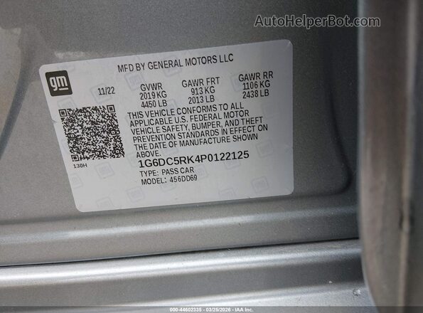 1G6DC5RK4P0122125 2023 CADILLAC CT4 Gray Vista del compartimento del motor