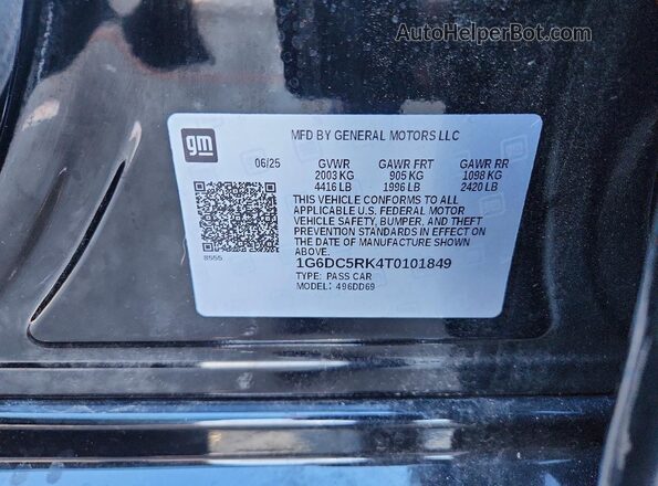1G6DC5RK4T0101849 2026 CADILLAC CT4 Black VIN կոդի պիտակի տեսք