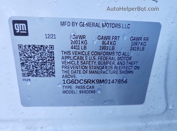 1G6DC5RK9M0147856 2021 CADILLAC CT4 White ძრავის განყოფილების ხედი