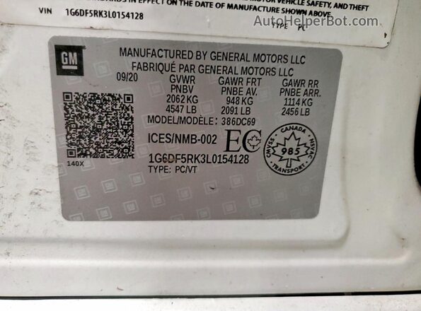 1G6DF5RK3L0154128 2020 CADILLAC CT4 Белый 