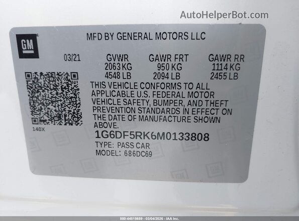 1G6DF5RK6M0133808 2021 CADILLAC CT4 White 