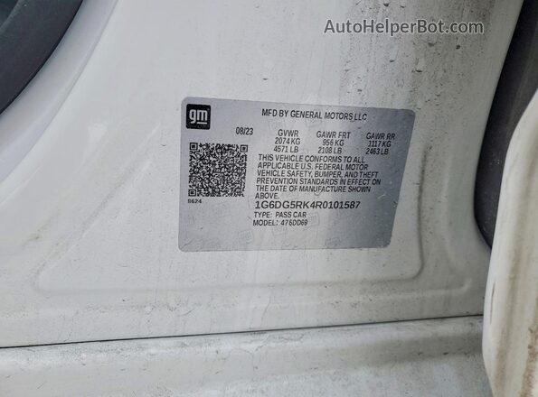 1G6DG5RK4R0101587 2024 CADILLAC CT4 White Widok naklejki z numerem VIN