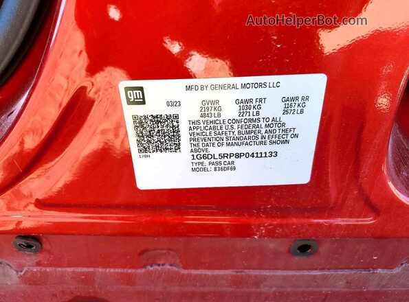 1G6DL5RP8P0411133 2023 CADILLAC CT4 Red Vista del compartimento del motor