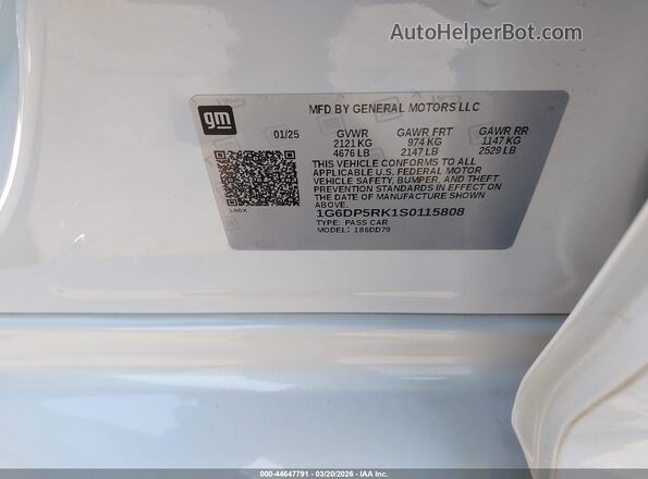 1G6DP5RK1S0115808 2025 CADILLAC CT5 White Widok komory silnika