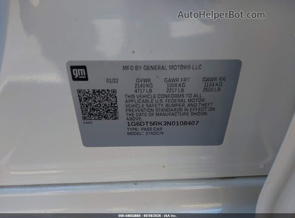 1G6DT5RK3N0108407 2022 CADILLAC CT5 White Engine compartment view