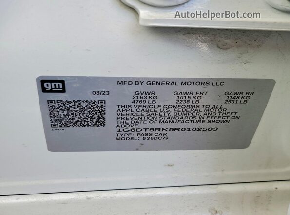 1G6DT5RK5R0102503 2024 CADILLAC CT5 White Vista del compartimento del motor
