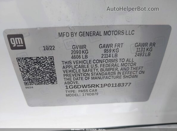 1G6DW5RK1P0118377 2023 CADILLAC CT5 White 