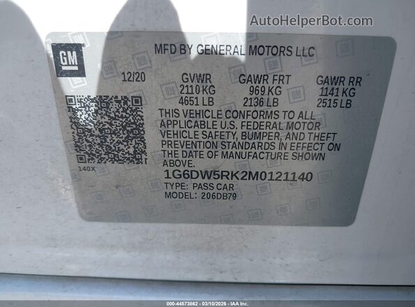 1G6DW5RK2M0121140 2021 CADILLAC CT5 White Engine compartment view