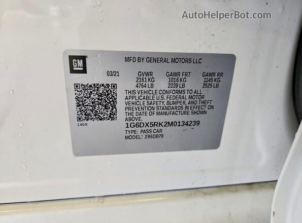 1G6DX5RK2M0134239 2021 CADILLAC CT5 White Вид підкапотного простору
