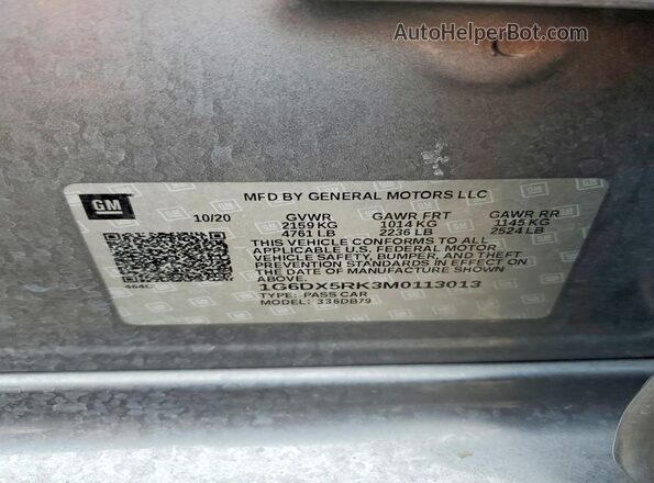 1G6DX5RK3M0113013 2021 CADILLAC CT5 Серый 