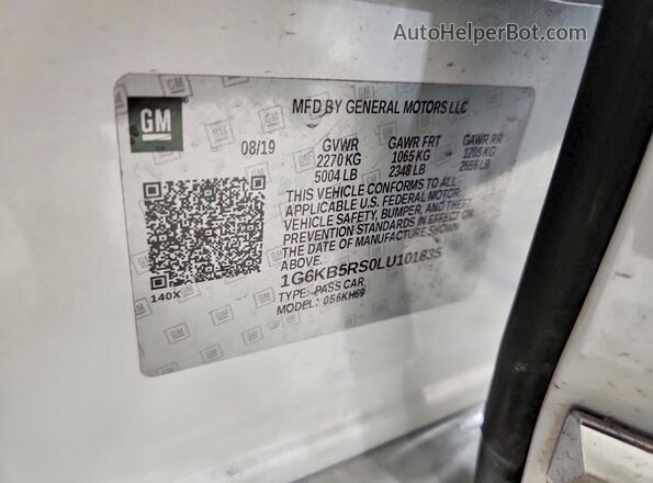 1G6KB5RS0LU101835 2020 CADILLAC CT6 White Вид наклейки з VIN-кодом