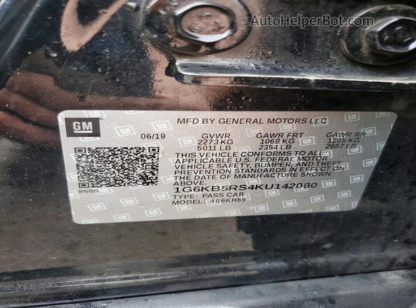 1G6KB5RS4KU142080 2019 CADILLAC CT6 Black Vista de la etiqueta del VIN