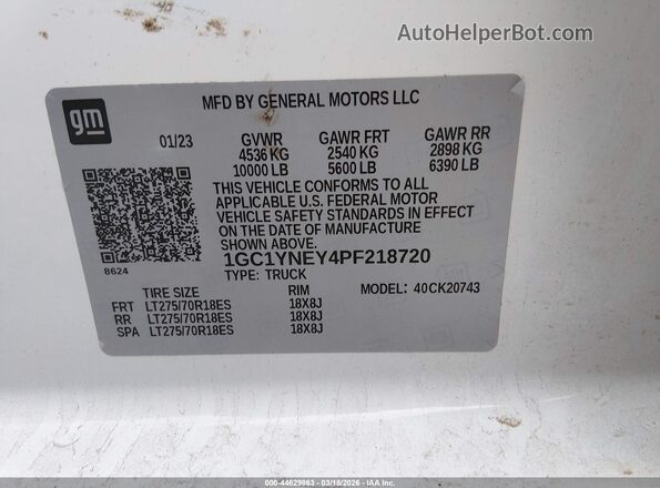 1GC1YNEY4PF218720 2023 CHEVROLET SILVERADO Белый Вид подкапотного пространства